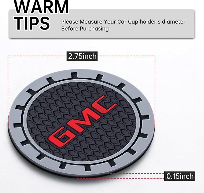 Car Cup Coaster, 2PCS Universal Non-Slip Cup Holders, Compatible with GMC Series Car Cup Holder Coasters，Car Drink Coaster Holder Accessory, Black