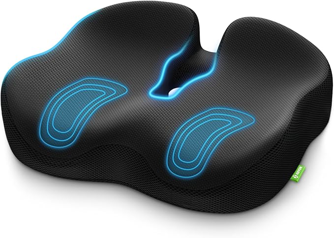 AUVON Ergonomic Donut Pillow Seat Cushion for Hemorrhoid & Back Pain Relief | Thick Memory Foam Chair Cushion with Firm Support for Tailbone, Sciatica, Pressure Sores, Pregnancy, Postpartum Recovery