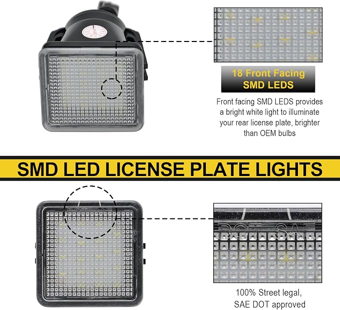R&F Auto 18-SMD LED License Plate Light Tag Lamp Replacement for Tacoma 2016-2022 & Tundra 2014-2021 Pickup Truck 6000K Diamond White 2-Pieces Tag Lights Assembly, Replace OEM part# 812700C040