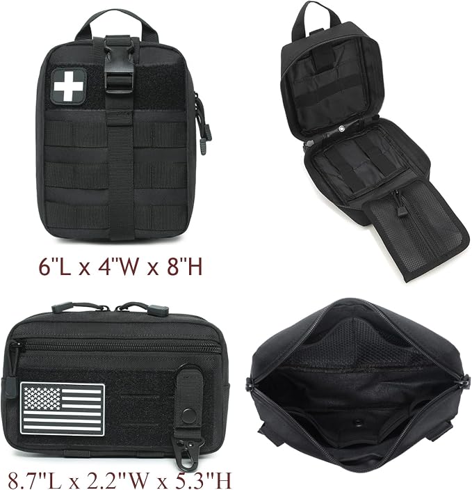 6 Pack Tactical Molle Car Seat Back Organizer,Backseat Organizer for Man | Tactical Vehicle Panel Organizer with 5 Detachable Molle Pouch,US Flag Patch and Keychain,Great Trunk Accessories
