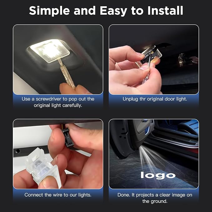 Car Door Lights Logo Projector - [4 Pack] 4K HD Puddle Lights for CT4/CT5/CTS/STS/XTS/ATS/SRX/XT4/XT5/XT6/Escalade/ESV/Lyriq