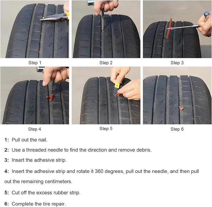 22 PCS Tire Repair Kit, Heavy Duty Tire Puncture Rubber Repair Plugs with Professional Tools, Universal Tire Patch Kit for Car Truck SUV Motorcycle Tubeless Tyre Flats
