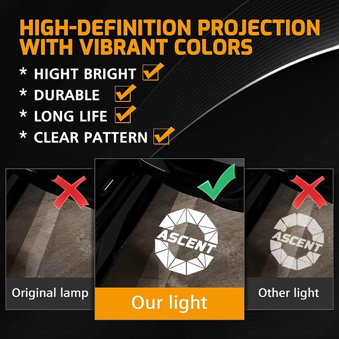2Pcs Car Door Light Logo Projector for Ascent 2019-2024 LED Puddle Light | Ghost Shadow Non Fade Courtesy HD Projector Laser Lamp Car Entry Lighting Interior Accessories (Ascent Diamonds)