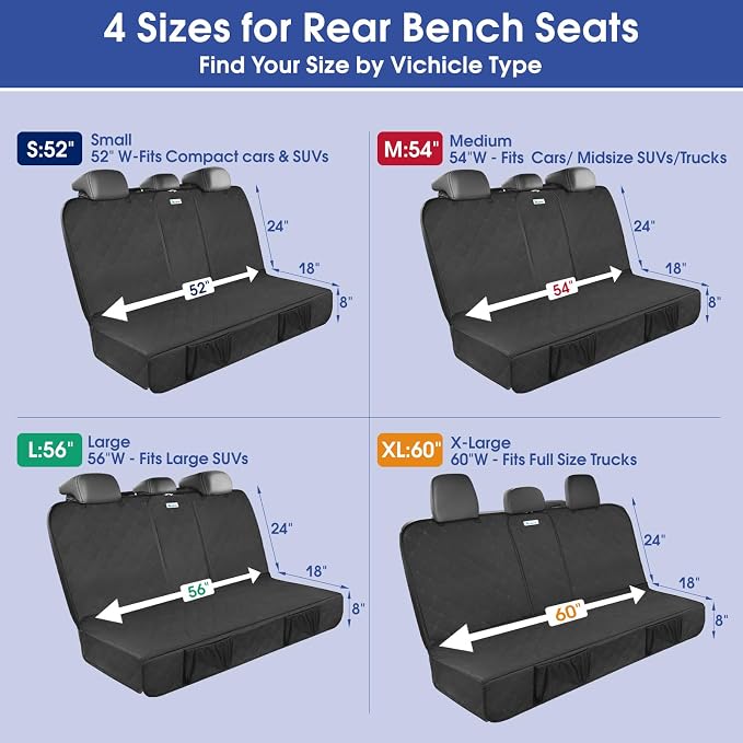 ALLANSING Upgraded 900D Heavy Duty Dog Back Bench Seat Cover, Car Seat Protector, Seatbelt & Armrest Compatible, Waterproof & Non‑Slip for Dogs & Kids, Fits Compact Cars and SUVs