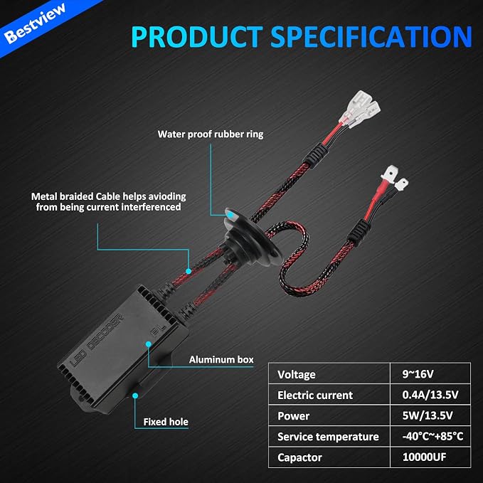 2PCS H1 H3 LED Light Canbus Decoder: Anti Flicker Harness, Resistor Decoders Error Free, LED Warning Canceller Resistor Adapter, H1 H3 Canbus Decoder Kit Upgrade with Waterproof Rubber Ring