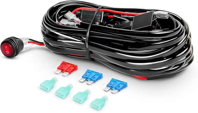 Nilight - ZH004 22Inch 120W Spot Flood Combo Led Light Bar 2PCS 4Inch 18W Flood LED Pods Fog Lights with 16AWG Wiring Harness Kit-2 Leads,2 Years Warranty