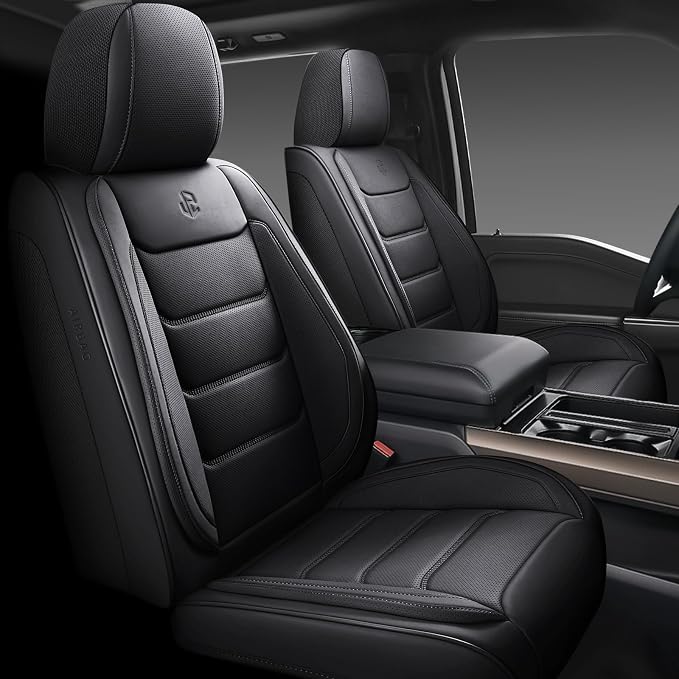 Full Coverage Faux Leather Car Seat Covers Full Set,Automotive Seat Covers for Cars,SUVs Pick-up Truck, Car Seat Cushion, Black Seat Covers for 5 Seats