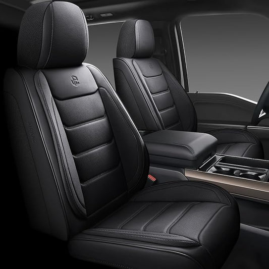 Full Coverage Faux Leather Car Seat Covers Full Set,Automotive Seat Covers for Cars,SUVs Pick-up Truck, Car Seat Cushion, Black Seat Covers for 5 Seats