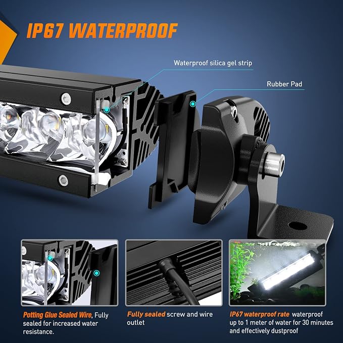 Nilight Led Pods Light Bar Super Slim 2Pcs 7 Inch 30W Spot Driving Fog 3600LM Off Road Lighting for Trucks Pickup SUV ATV UTV Boat 4x4 Van Camper - 2 Style Mounting