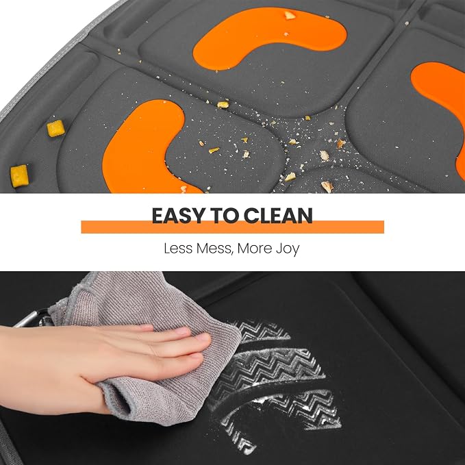 HEYTRIP Car Seat Protector, 2 Packs, Rear-Facing/Forward Facing Car Seat Mat for 0~12 Years Old Children, Waterproof, Easy Cleanup, Non-Slip, Fit Most Car Seats(Dark Grey Orange)