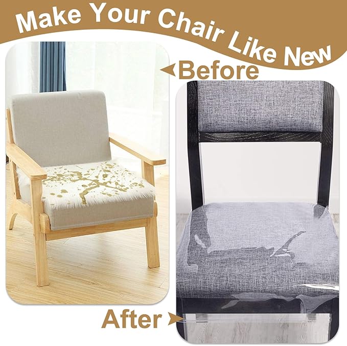6 Pack Plastic Seat Covers for Dining Chairs, Plastic Chair Covers for Dining Chairs, Plastic Dining Chair Covers PVC Seat Protector, Waterproof Kitty Scratch Resistant for 22"- 23" Chair