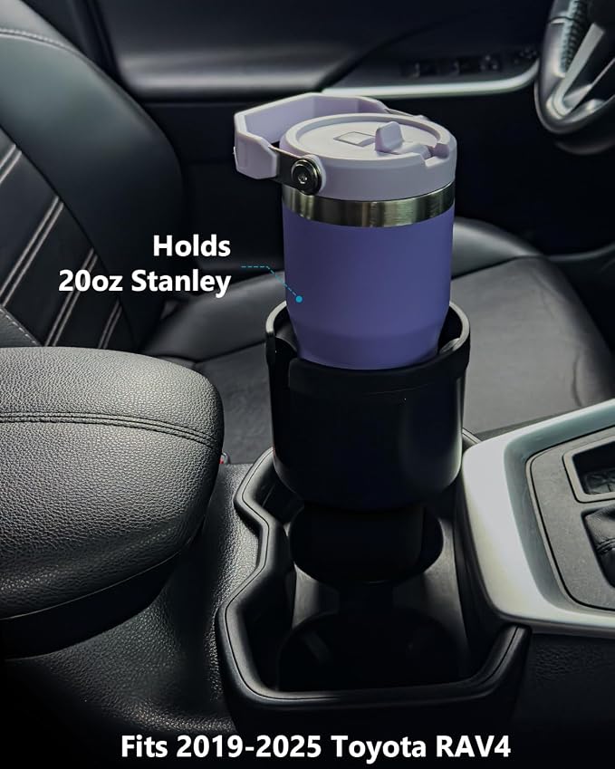 SEVEN SPARTA Car Cup Holder Expander, Long Base for 32-40oz Large Bottles | For Deeper cup holders on RAV4, Adjustable offset adapter, Holds 3.4-3.8 in bottles Mugs, Extender for Yeti Owala Hydro Flask