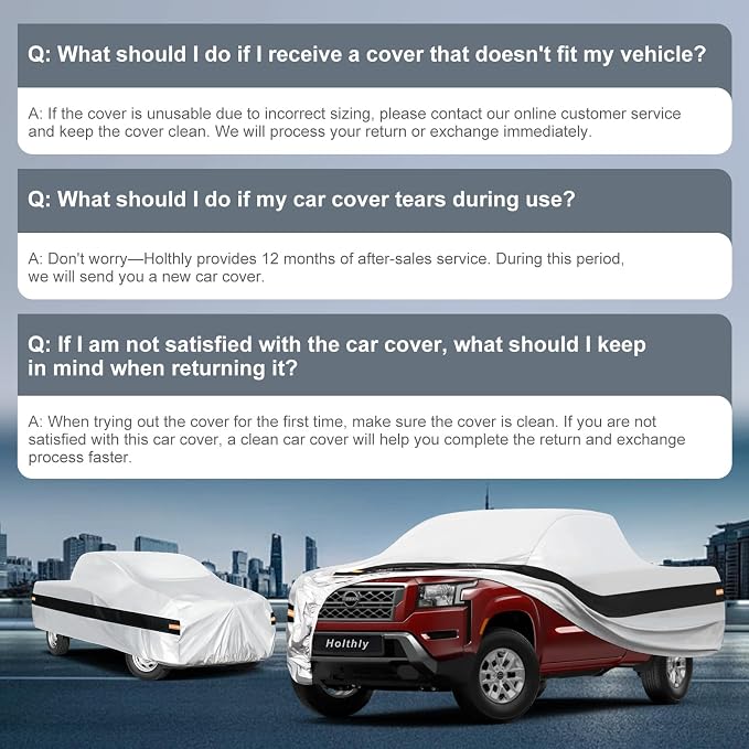 10 Layers Truck Cover Waterproof All Weather Custom Fit Nissan Frontier(2021-2026) King/Crew Cab Short Bed, Outdoor Full Exterior Pickup Car Cover Sun Rain Snow Ice Protection. Sliver