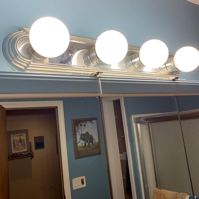 Maxxima G25 Globe LED Light Bulbs, 450 Lumens, 4000K, 40W Equal, 6 Pack | Neutral White, E26 Base, Indoor Use Bathroom Vanity Makeup Mirror