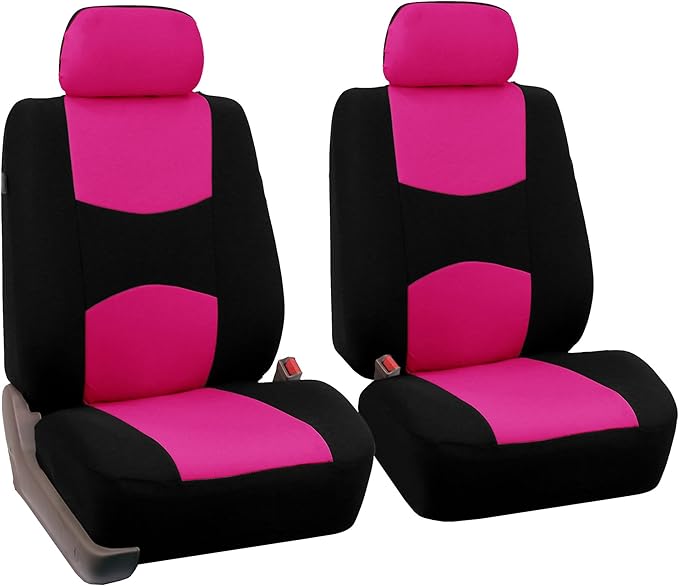 FH Group Car Seat Covers Front Set in Cloth - Car Seat Covers for Low Back Car Seats with Removable Headrest,Universal Fit,Automotive Seat Covers,Washable Car Seat Cover for SUV,Sedan,Van Pink