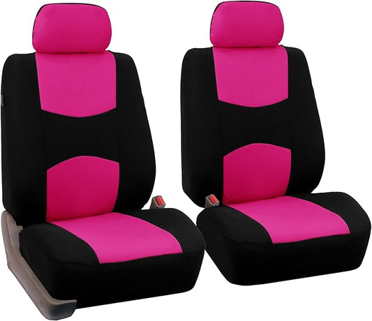 FH Group Car Seat Covers Front Set in Cloth - Car Seat Covers for Low Back Car Seats with Removable Headrest,Universal Fit,Automotive Seat Covers,Washable Car Seat Cover for SUV,Sedan,Van Pink