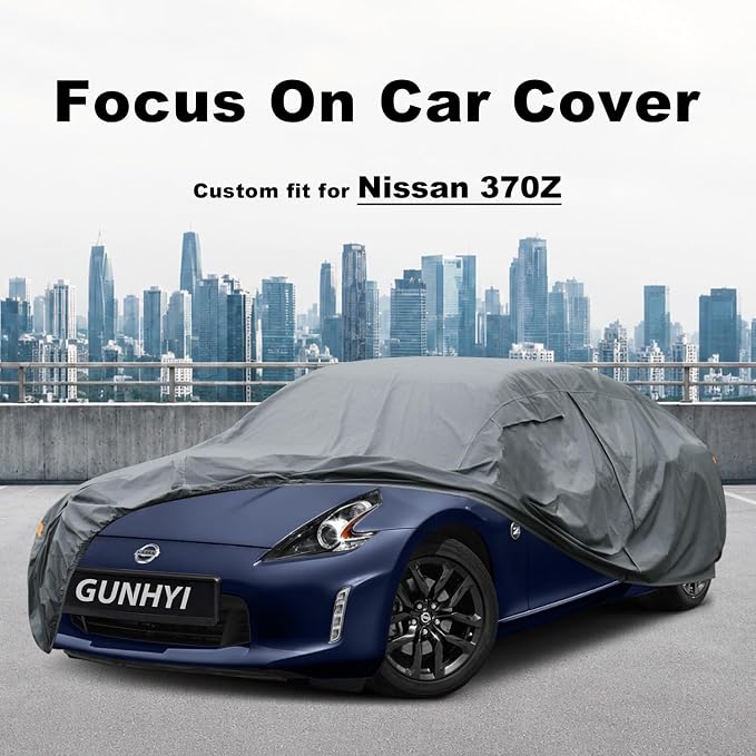 GUNHYI Premium Car Cover Custom Fit Nissan 370Z, 16 Layers Heavy Duty Car Cover Waterproof All Weather with Zipper Door for Sun Rain Snow Dust Uv Protection