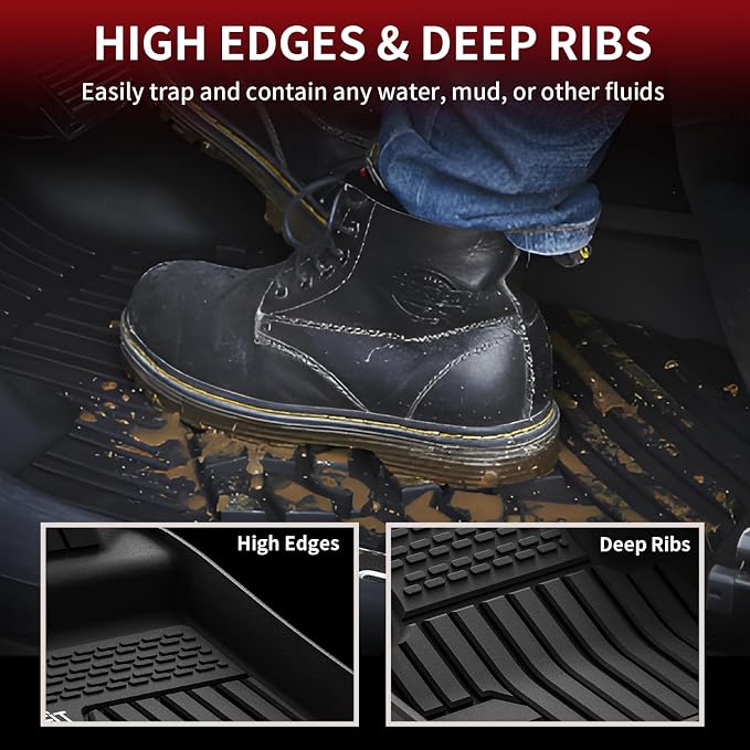 LASFIT Floor Mats Fit for Land Rover Range Rover Evoque 2011-2019, Custom Fit TPE All Weather Waterproof Floor Liners 1st & 2nd Row, Fit 5 Door and Coupe (Not for Convertible), Black, Easy to Clean