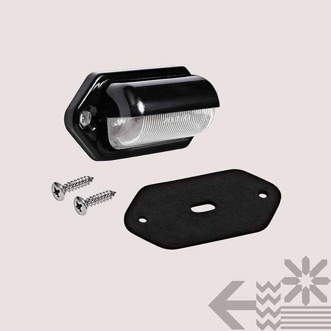 TRUE MODS 1pc Trailer LED License Plate Light [DOT FMVSS 108] [SAE L] [Black-Finish] [Surface Mount] [Waterproof] [12V DC] Courtesy Step License Plate Tag Lights for UTV ATV Trailer Truck RV Boat