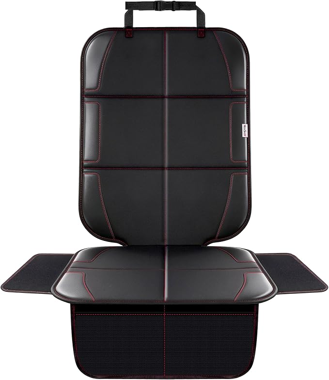 Meolsaek Car Seat Protector for Child Car Seat，600D Waterproof Car Seat Cover，Thickest Padded Non-Slip Fabric for Child and Pet with Pockets (1 pc -Red)