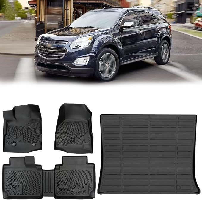 TPE Automotive Floor Mats & Cargo Liner Custom for 2012-2017 Chevy Equinox & GMC Terrain, All Weather Cover Protection Waterproof Black Floor Liner Front & Rear Row Full Set Car Mats, 4PCS