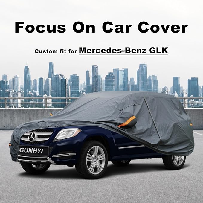 GUNHYI Premium Car Cover Custom Fit Mercedes-Benz GLK, 16 Layers Heavy Duty Car Cover Waterproof All Weather with Zipper Door for Sun Rain Snow Dust Uv Protection