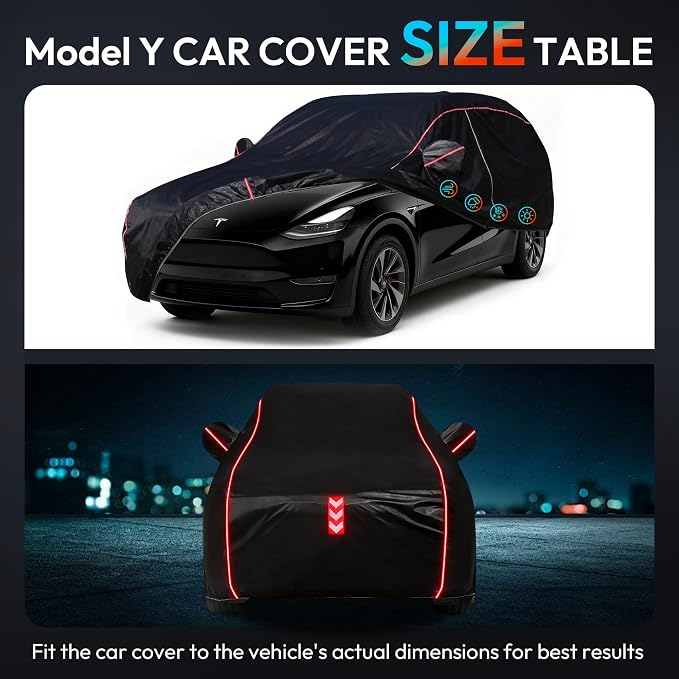 Car Cover for Tesla Model Y 2020-2025,All-Around Fastening 60s Quick-Install, 4 Upgrades for Car Cover Waterproof All Weather