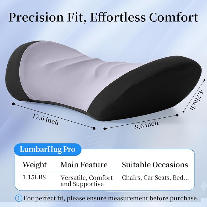 Ergonomic Lumbar Support Pillow for Office Chair, Car Seat | Memory Foam Lumbar Pillow Provides Back Support and Lower Back Comfort for Work, Driving, and Everyday Sitting