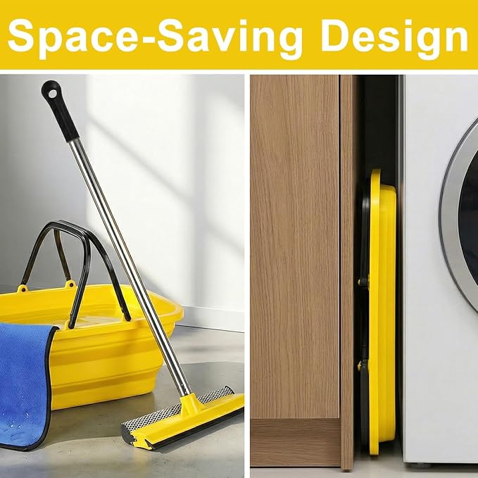 Window Cleaning Kit, 56-Inch Squeegee & 10L Collapsible Bucket | Squeegee & 10L Bucket