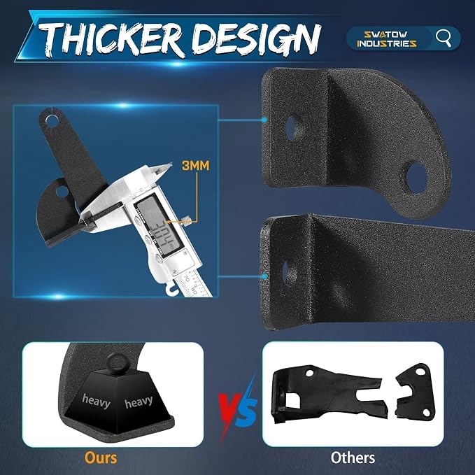 2 Pack Light Bar Mounting Brackets, SWATOW INDUSTRIES Universal LED Light Bar Mounts for Single Row Straight/Curved Lights Bracket Side-Mounted L-Shape for Truck Pickup Wrangler ATV UTV