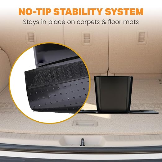 Car Trash Can with Stability Wings – Leakproof Portable Garbage Bin for Fabric & Rubber Mats – Compact Durable Plastic Auto Organizer for Cars, SUVs, Trucks (Mocha, Small)