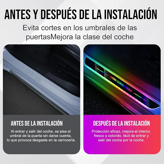 Custom LED Car Door Sill Light with Personalized Logo/Text | USB Rechargeable Auto Sensor Welcome Pedal Light | 7 Colors 12 Modes | Universal Fit for Car Interior Accessories