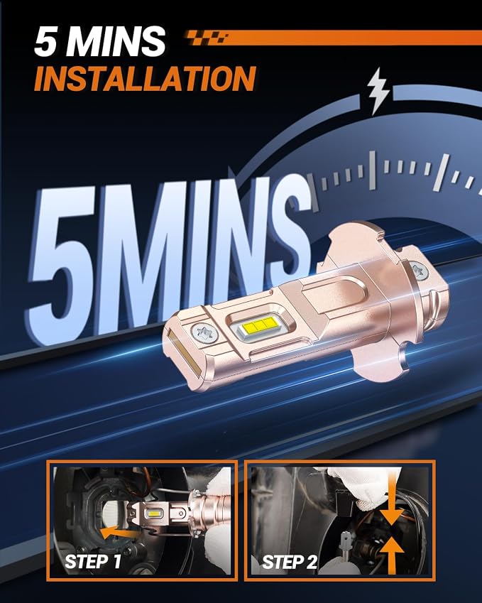 SEALIGHT H3 LED Fog Light Bulb, Upgrade 14000LM 600% Super Brighter 1:1 Mini Size Plug-n-Play, Super Heat Dissipation Performance, H3ll H3 Led Bulb Fog Lights for Car, Truck, SUV, Pack of 2