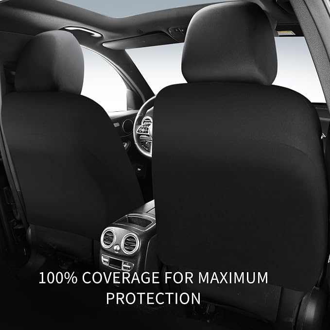 HChengkikz Front Car Seat Cover, Breathable and Sporty (Black + Gray) | Leather, Universal Fit for Most SUVs, Cars, Sedans, Trucks, Airbag Compatible, Easy to Install