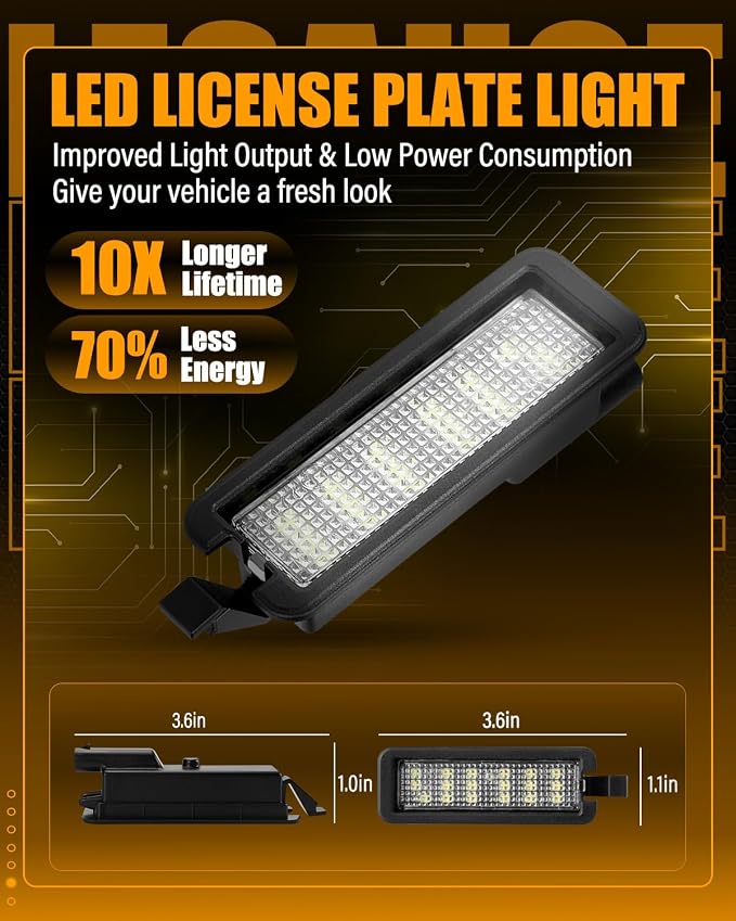 LESAUCE LED License Plate Light Assembly Replacement for 2015-2023 Dodge Charger Challenger, Chrysler 300 Pacifica, Jeep Compass - 6000K Bright White Tag Lamp, Direct OEM Fit, Pack of 1