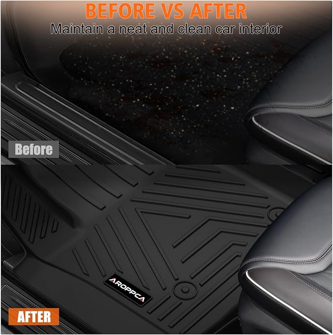 Floor Mats Full Sets for 2019-2025 Chevy Silverado/GMC Sierra 1500 Crew Cab | All Weather Car Mats for 2020-2025 Chevrolet Silverado/GMC Sierra 2500HD/3500HD Crew Cab with Rear Under-Seat Storage