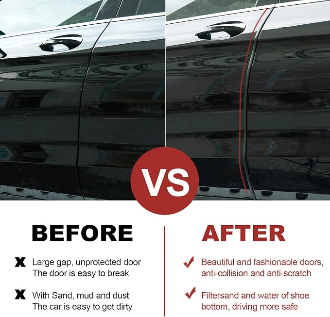 Car Door Protector 5M,Rubber Door Protectors for Vehicles No Glue Car Accessories Rubber U Shape Car Trim Door Protectors Seal for Sedan, Trucks, SUV, ATV, Boats (Black,16.4Ft)