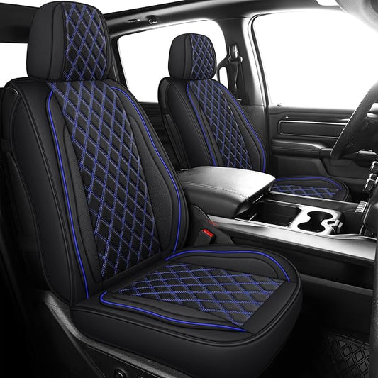 MIROZO Car Seat Covers for Chevy Silverado GMC Sierra,Truck Seat Covers Leather Seat Protector Fits for 2007-2013 and 2019-2026 Chevy Silverado GMC Sierra 1500 2500HD 3500HD (Blue,Full Set)