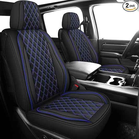 MIROZO Front Silverado Seat Covers, 2PCS Truck Seat Cover Waterproof Car Seat Protecor Compatible with 2007-2026 Chevy Silverado GMC Sierra 1500 2500HD 3500HD Automotive Seat Covers (Blue,2PCS Front)