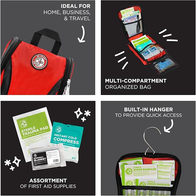 Be Smart Get Prepared 330 Pc First Aid Kit Car Home Office Outdoor in a Bag