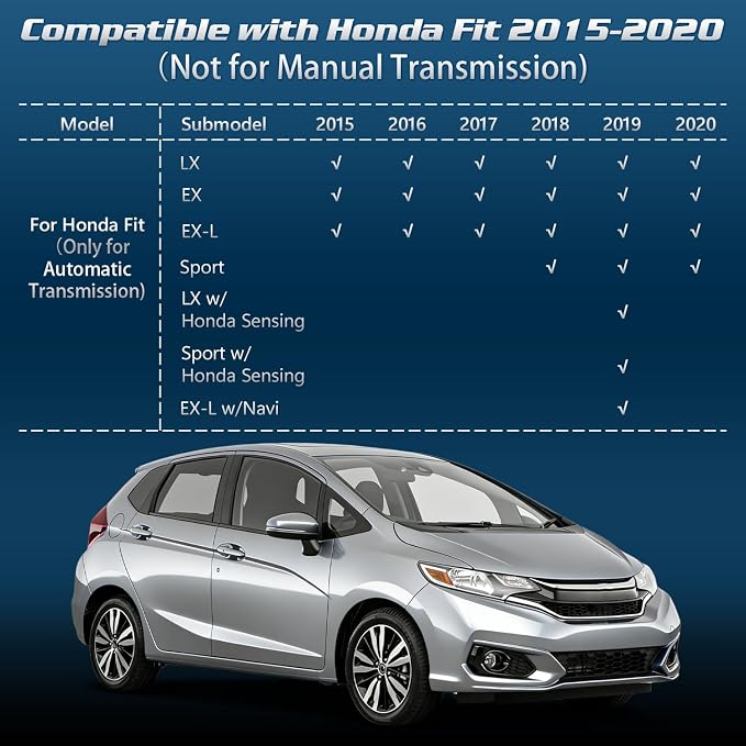 Compatible with Honda Fit 2015-2020 (Not for Manual Transmission) Floor Mats & Cargo Liner,All Weather Protection,Anti-Slip TPE Floor Mats & Trunk Mat for Fit 2015 2016 2017 2018 2019 2020 Accessories