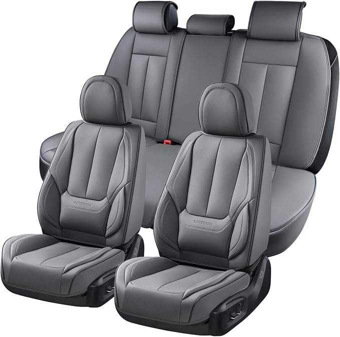 Coverado Car Seat Covers, Seat Covers for Cars, Waterproof Leather Auto Seat Protectors, Leather Car Seat Cushion, Car Interiors Accessories Universal Fit for Most Cars