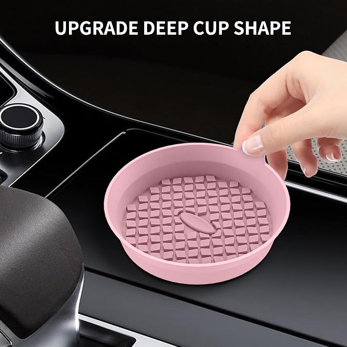 ME.FAN Car Cup Holder Coasters [4 Pack] Silicone Cups Mats, Automotive Universal Non-Slip Recessed Interior Accessories Dusty Rose