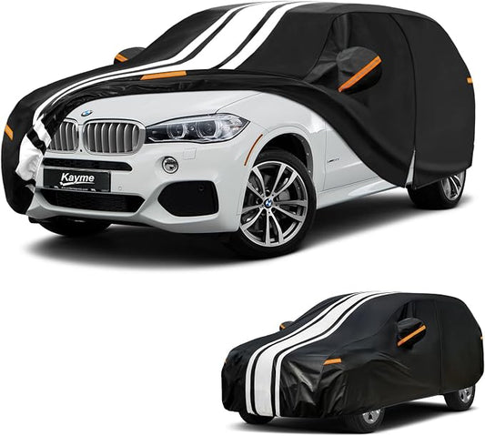Kayme Heavy Duty Car Cover Custom Fit for BMW X5/X5 M (1999-2026), Outdoor Full Exterior Cover with Tape and Towel, Rain Snow Sun UV Protection.