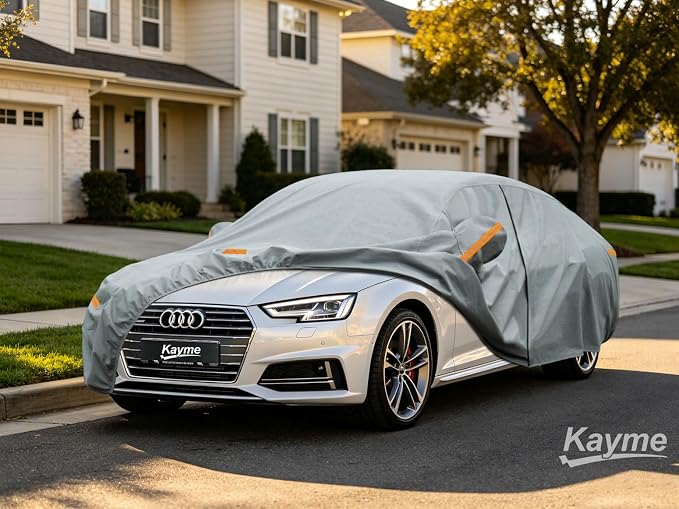 Kayme Heavy Duty Car Cover Custom Fit Audi A4/S4(1994-2025), Waterproof All Weather for Automobiles, Full Exterior Covers Sun Rain UV Protection.