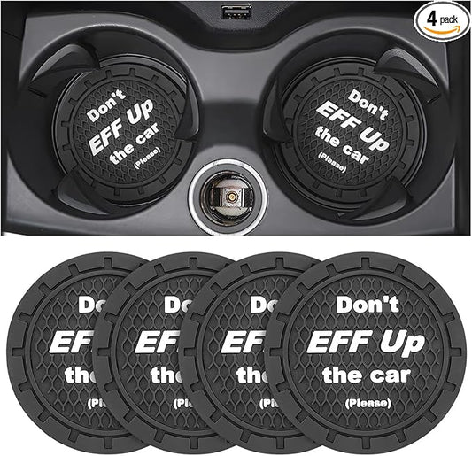 8sanlione Car Cup Coaster, 4Pcs 2.75 Inch Auto Cup Holder Insert Coasters, Non-Slip Waterproof Embedded Drink Mat, Automotive Interior Accessories for Men and Women (A Black/4PCS)