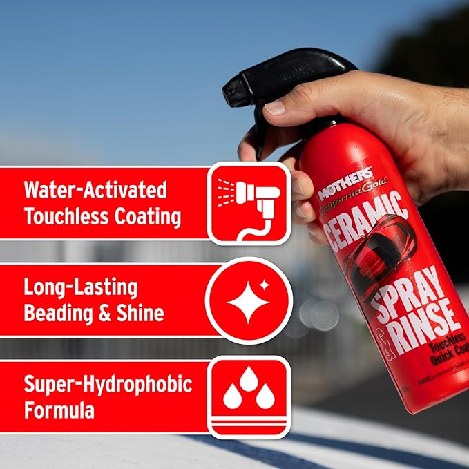 Mothers California Gold Ceramic Spray & Rinse Wax, 16 oz. (05646) | Water-Activated Touchless Quick Coat, Spray On Hose Off, Super-Hydrophobic, Drying Aid, Booster, Topper