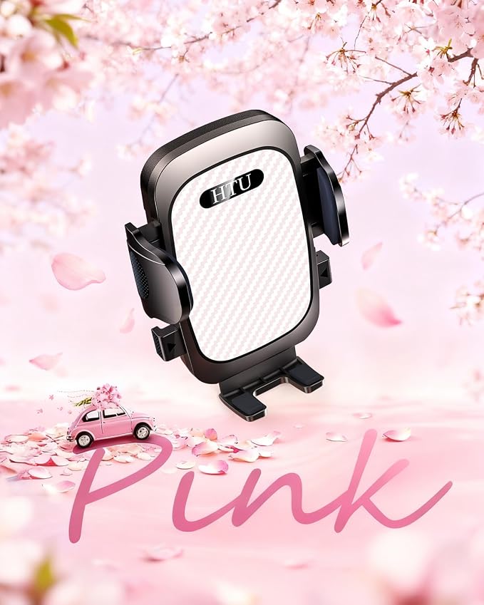 HTU 2026 Ultimate Best【True Military-Grade & Safety Cert】 Car Phone Holder | 【Upgraded 360 Rotation & 100LBS Strongest Suction】5-in-1 Truck Windshield Dashboard Vent Mount Stand for iPhone Android, Pink