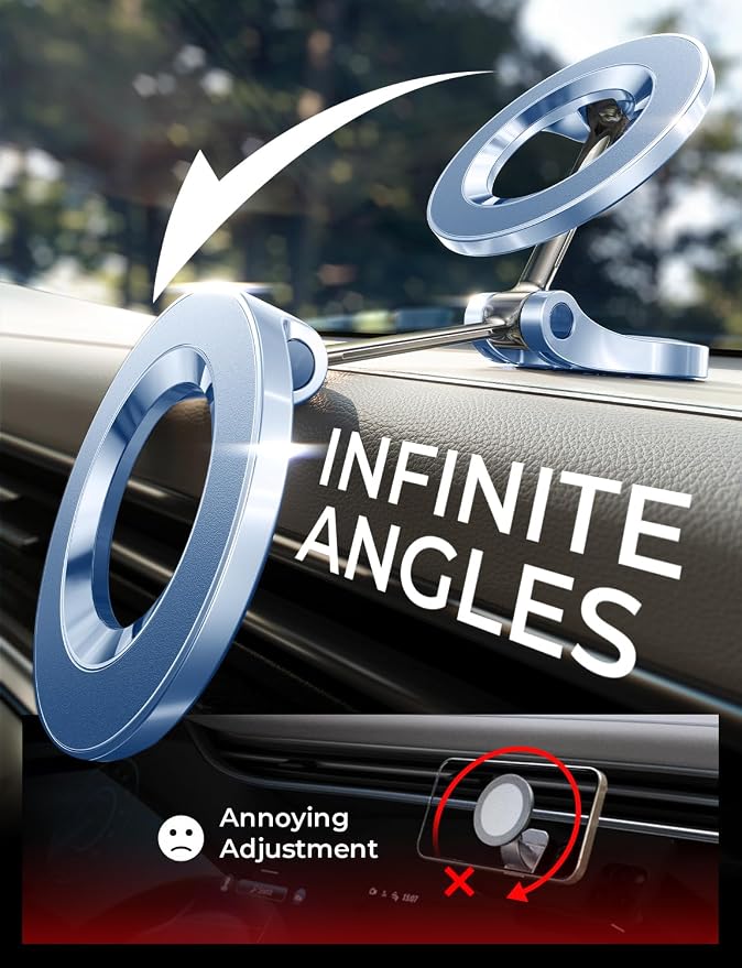 LISEN for iPhone MagSafe Car Mount [24 Strong Magnets] 360 Degrees Ultra Magnetic Phone Holder for Car Dashboard, Universal Car Phone Mount Magsafe Accessories for iPhone17 Pro Max Air 16 15 14, Blue