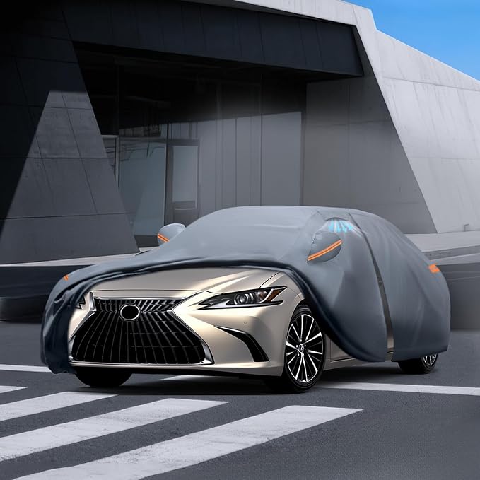 Waterproof ES ES300 ES330 ES350 ES300h(2012-2026) Car Cover with Breathable Vents, [Upgrade] Premium Covers with Cotton Liner and Zipper Door,Sun Rain Snow Dust Uv Protection.